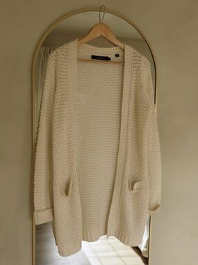 Cream Knit Long Cardigan